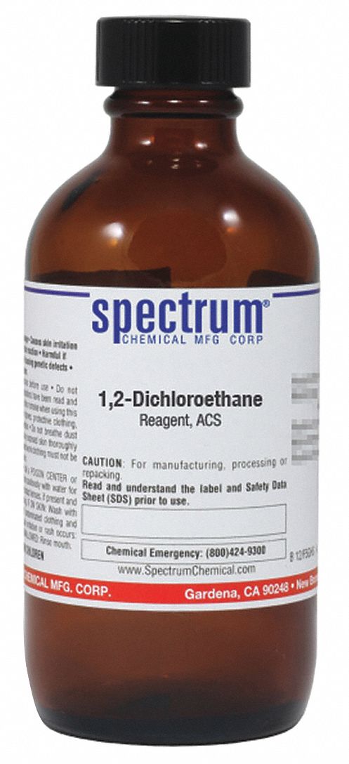 1, 2-Dichloroethane: ACS, 120 mL, 107-06-2, Solvent, Liquid, Bottle, Amber Glass, 24 mo Shelf Life, 1