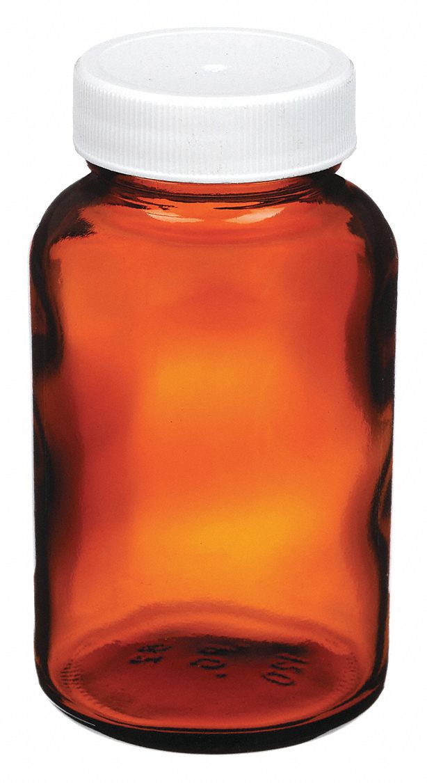 Precleaned Packer Bottle: Glass, 125 mL Capacity - mL, 4 fl oz Capacity - oz, Amber, 54 mm Body Dia