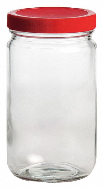 Jar: Glass, 960 mL Capacity - mL, 32 fl oz Capacity - oz, Closure Included, 95 mm Body Dia, Sampling