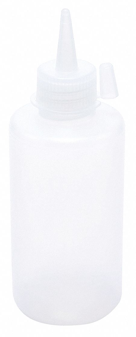 Dispensing Bottle: 8 oz Labware Capacity - English, LDPE, Includes Closure, 10 PK