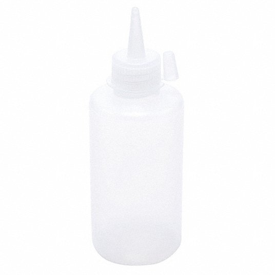 Dispensing Bottle: 8 oz Labware Capacity - English, LDPE, Includes Closure, 10 PK