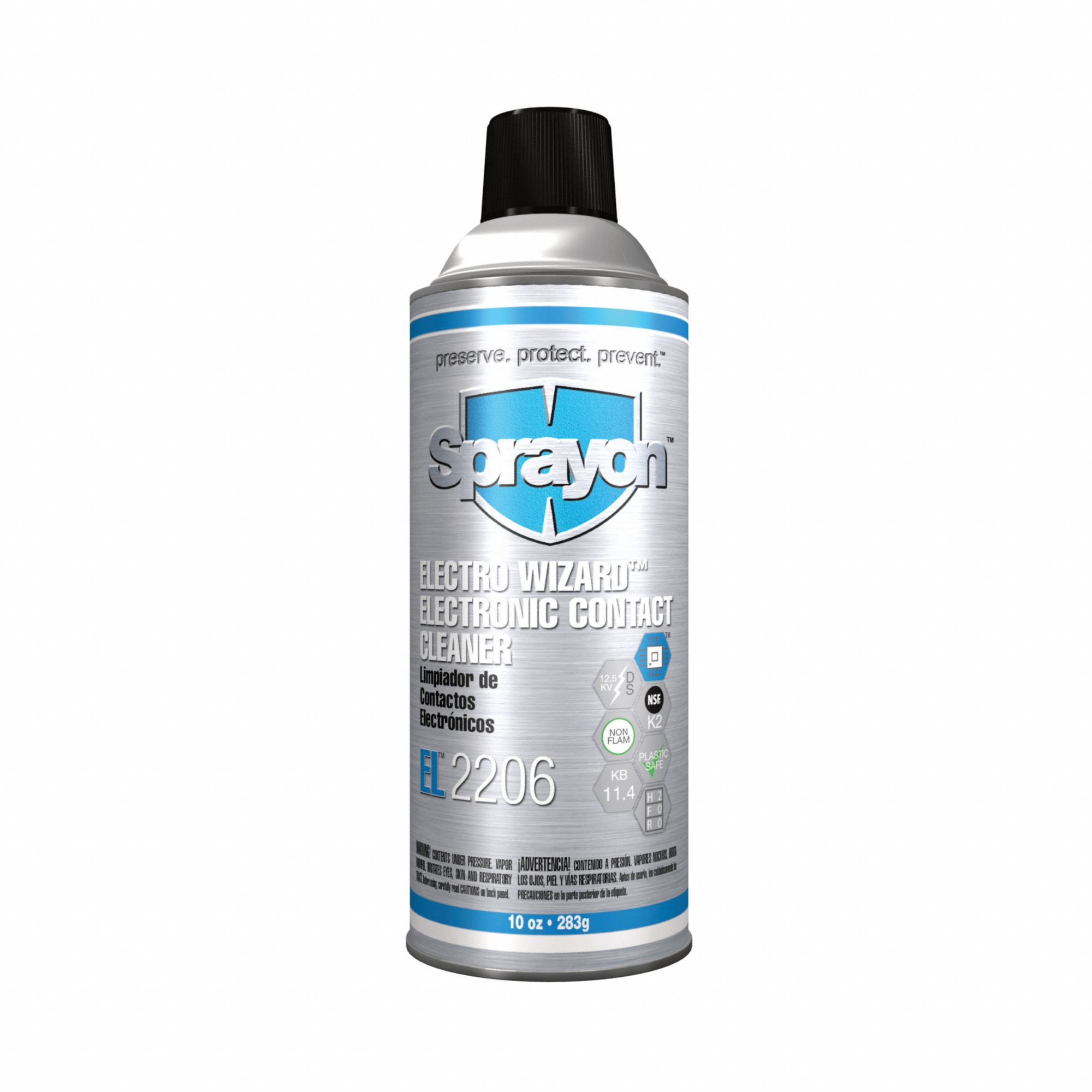 Contact Cleaner: Aerosol Spray Can, 10 oz, Liquid, EL™2206, Safe on All Plastics