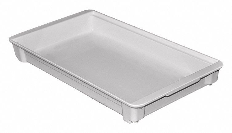 Stacking Tote: 1.8 gal, 20 3/4 in x 11 1/4 in x 2 3/8 in, -60°F to 250°F, Gray