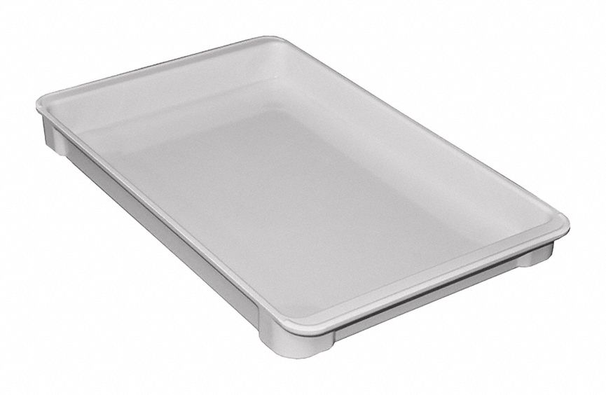 Stacking Tote: 1.3 gal, 18 3/4 in x 11 7/8 in x 1 3/4 in, -60°F to 250°F, Gray