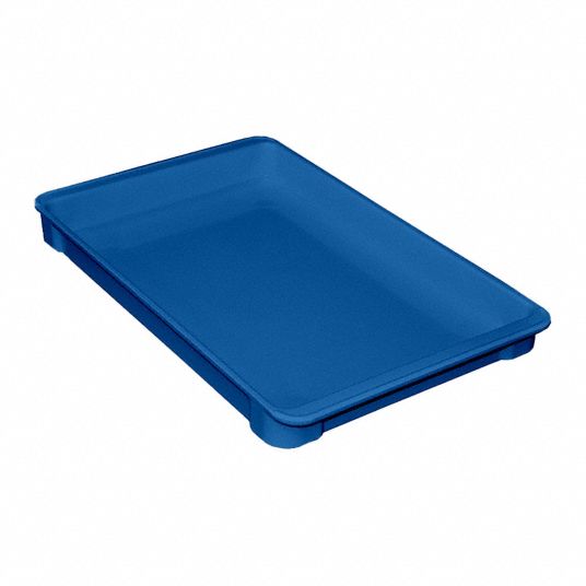 Stackable Plastic Bins, Blue, 7 3/8 x 4 1/8 x 3