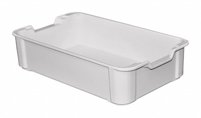 Stacking Tote: 2.6 gal, 17 3/4 in x 10 1/2 in x 4 1/4 in, -60°F to 250°F, Gray