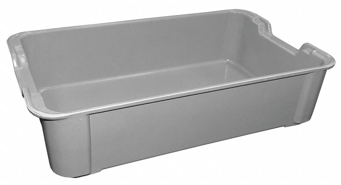 MOLDED FIBERGLASS Stacking Container, Gray, 4 1/8 inH x 17 3/4 inL x 10