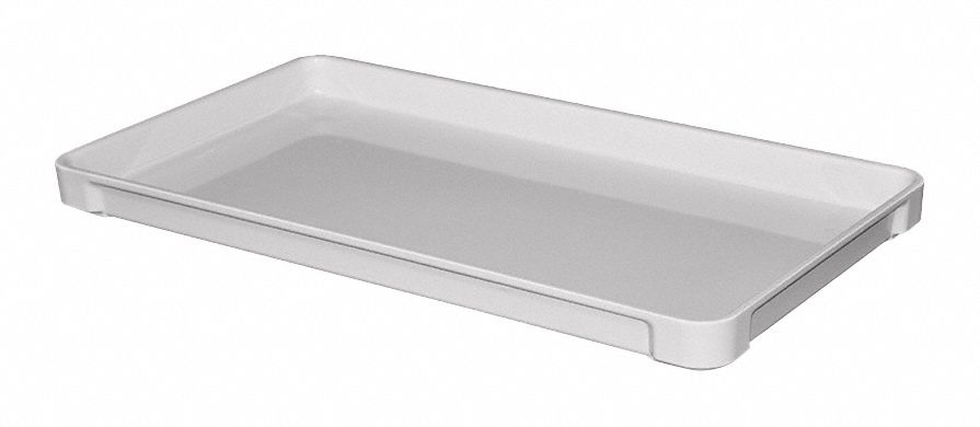 Stacking Tote: 1.3 gal, 22 in x 12 in x 1 1/2 in, -60°F to 250°F, Gray, Composite