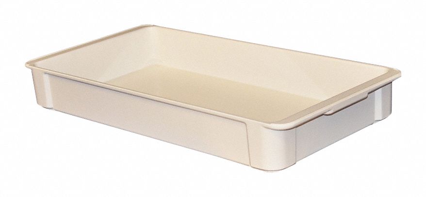 Stacking Tote: 3.1 gal, 23 3/8 in x 12 in x 3 1/8 in, -60°F to 250°F, White, Solid