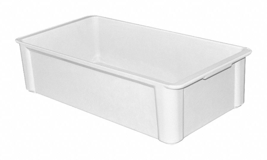 Stacking Tote: 6 gal, 23 3/8 in x 12 in x 6 in, -60°F to 250°F, Gray, Composite