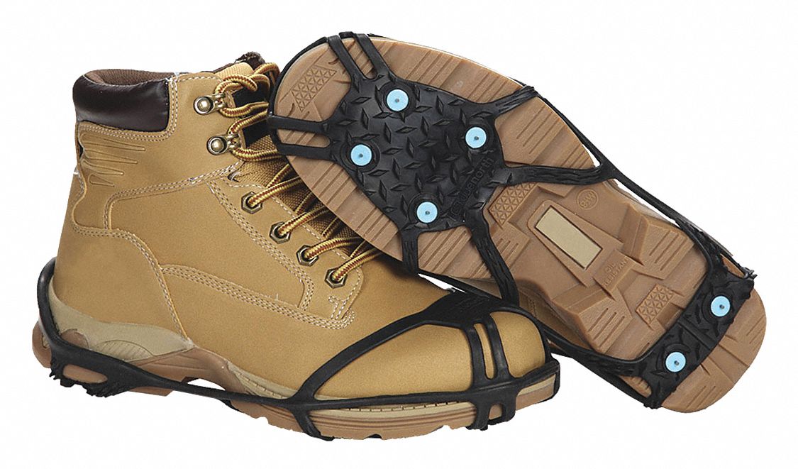 Traction Device: Heel Footwear Coverage, Rubber, Stud, 2 in L x 7 in W x 8 in H, Black, 1 PR