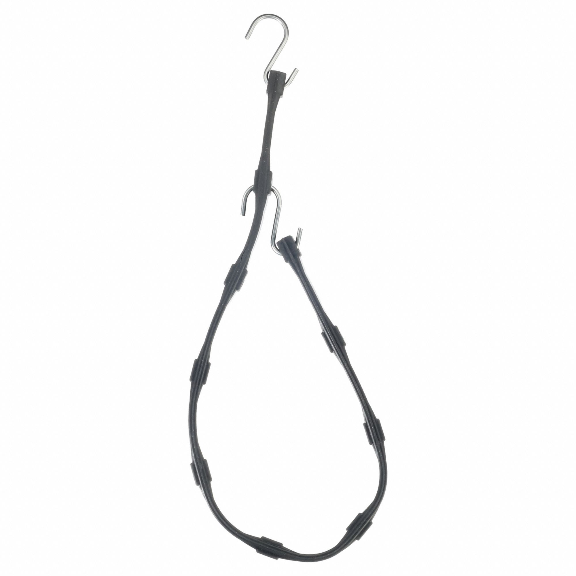 Bungee Strap: S-Hook, 2 in Hook Lg, Rubber, 3/4 in Wd, 36 in Lg, Black