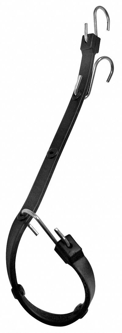 Black EPDM Rubber Adjustable Bungee Strap with S-Hooks, Bungee Length: 36 in