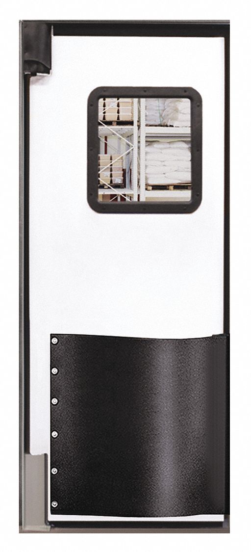 Swinging Door: Polyethylene, 1 Doors, White, 2 1/2 ft Door Wd, 7 ft Door Ht, Window Included