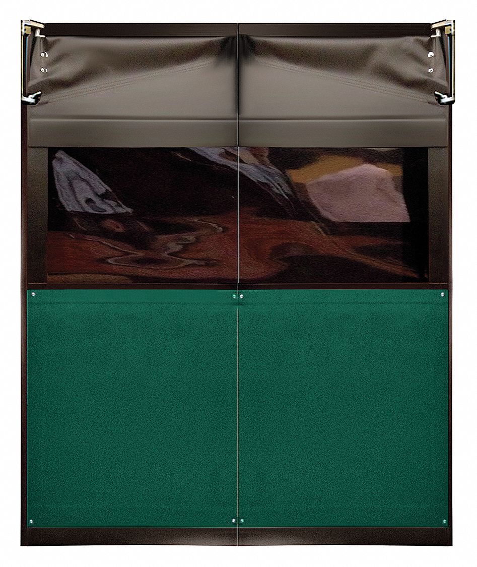 Swinging Door: PVC, 2 Doors, Green, 5 ft Door Wd, 7 ft Door Ht, Window Included, PVC, PVC, 1 PR