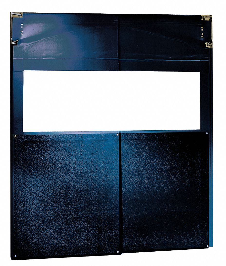 Swinging Door: PVC, 2 Doors, Blue, 5 ft Door Wd, 7 ft Door Ht, Window Included, PVC, PVC, 1 PR