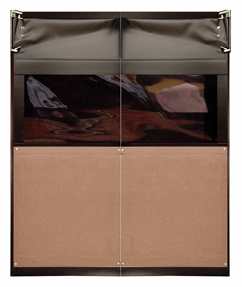 Swinging Door: PVC, 2 Doors, Brown, 5 ft Door Wd, 7 ft Door Ht, Window Included, PVC, PVC, 1 PR