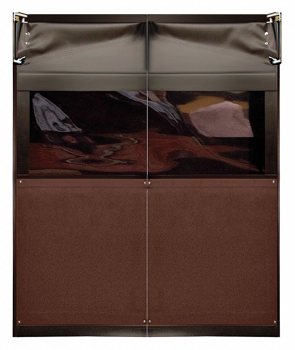 Swinging Door: PVC, 2 Doors, Brown, 5 ft Door Wd, 7 ft Door Ht, Window Included, PVC, PVC, 1 PR