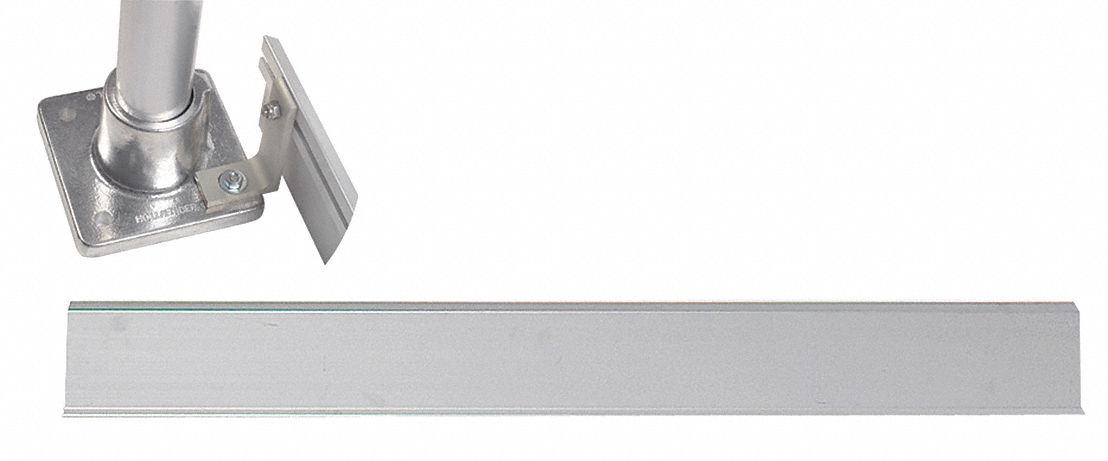 Toe Board: 4 in Overall Ht, 48 in Overall Wd, 4 ft Overall Dp, Toe Board, Silver