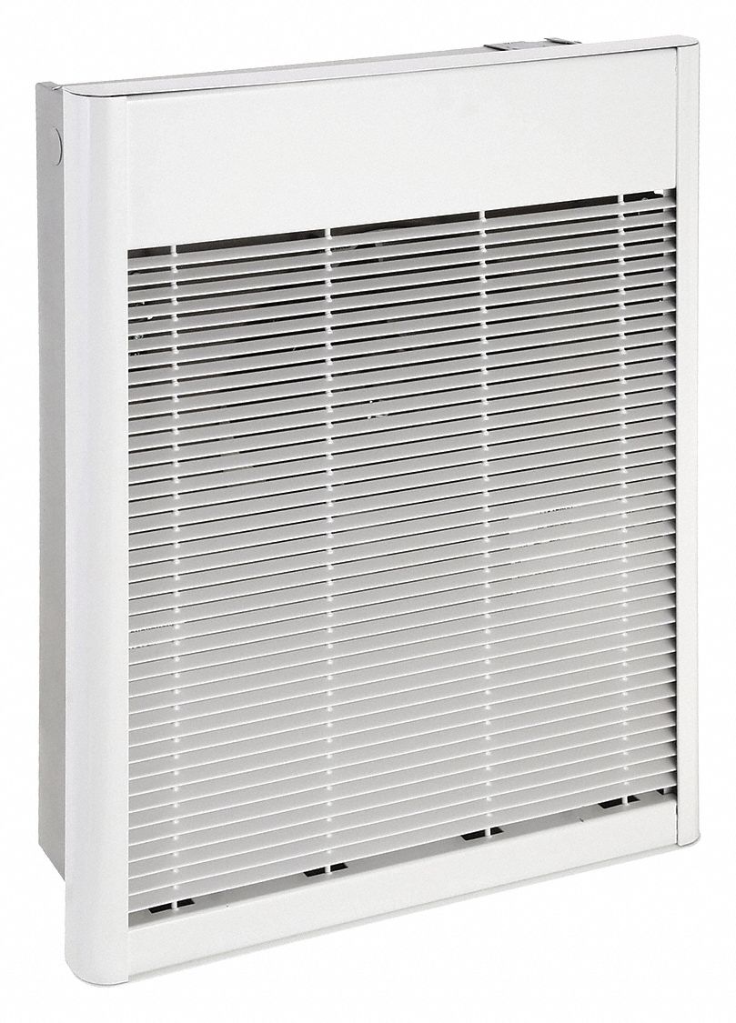 Recessed Electric Wall-Mount Heater: 2000 W/4000 W, 208V AC, 1 Phase, 208V AC, 1-phase, White