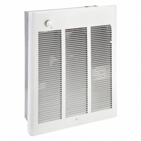 QMARK Recessed Electric Wall-Mount Heater: 3,600W/4,800W, 240/277V AC,  1-phase, White, Unit-Mounted