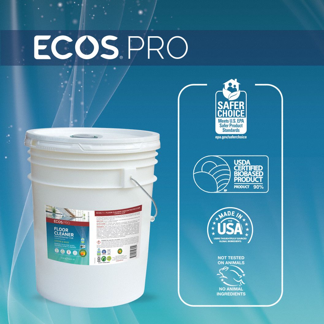 ECOS PRO Floor Cleaner Bucket, 5 gal Container Size, Concentrated