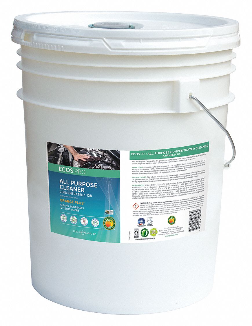 Cleaner/Degreaser: Citrus-Based Solvent, Bucket, 5 gal Container Size, Concentrated
