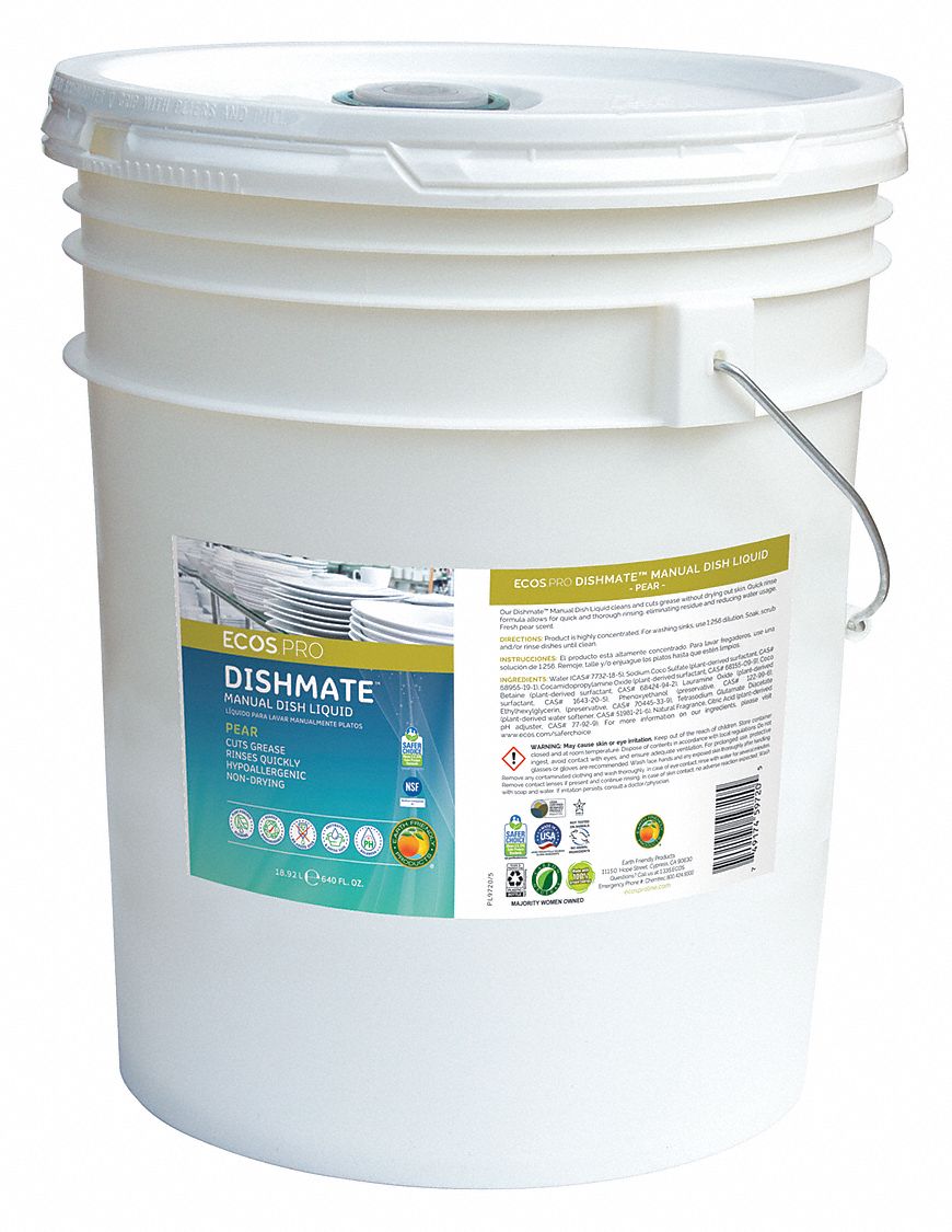 Dish Soap: Hand Wash, Liquid, Bucket, 5 gal, Pear
