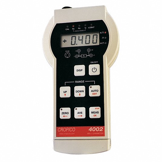 Micro-ohmmeter: Calibration Certificate, 4 miliohm to 400 ohm, +/-0.05% Accuracy, 1mA to 1A