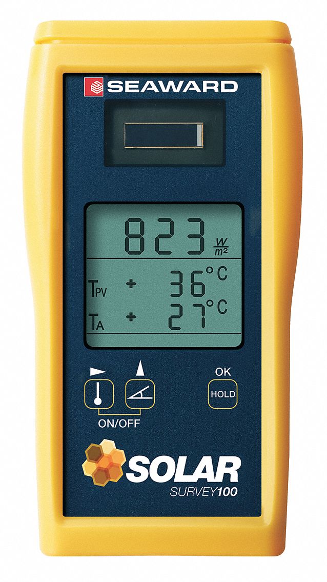 Solar Irradiance Meter: 100-1200 W/m², Battery, LCD