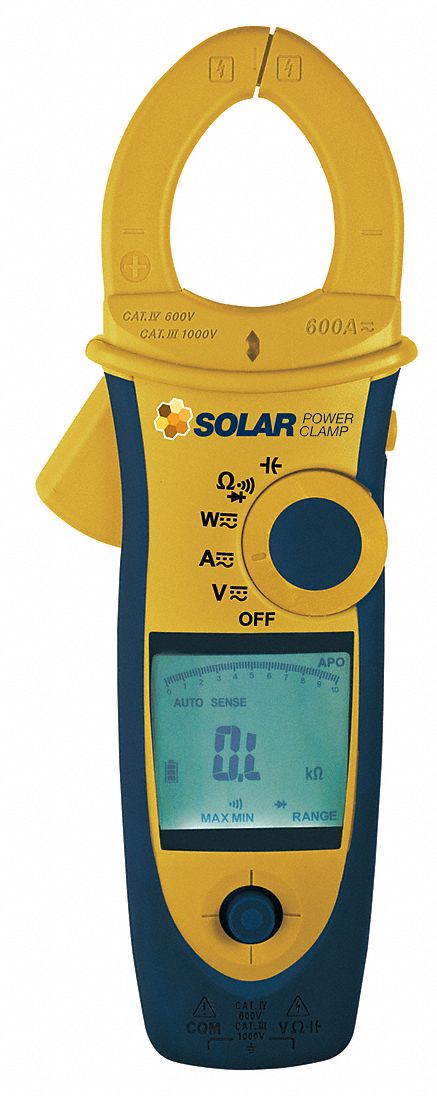 Solar Power Clamp: 0.0 to 999.9, 0.0 to 599.99, LCD