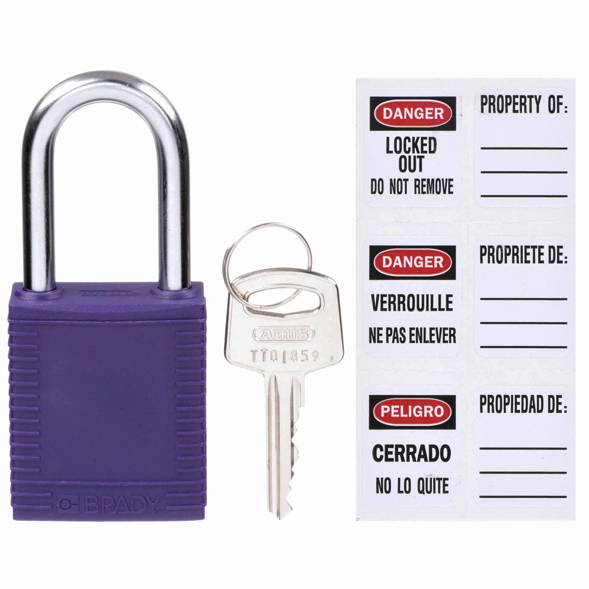 Brady 118951 Purple Brady Keyed Alike Safety PadLock 3 Locks
