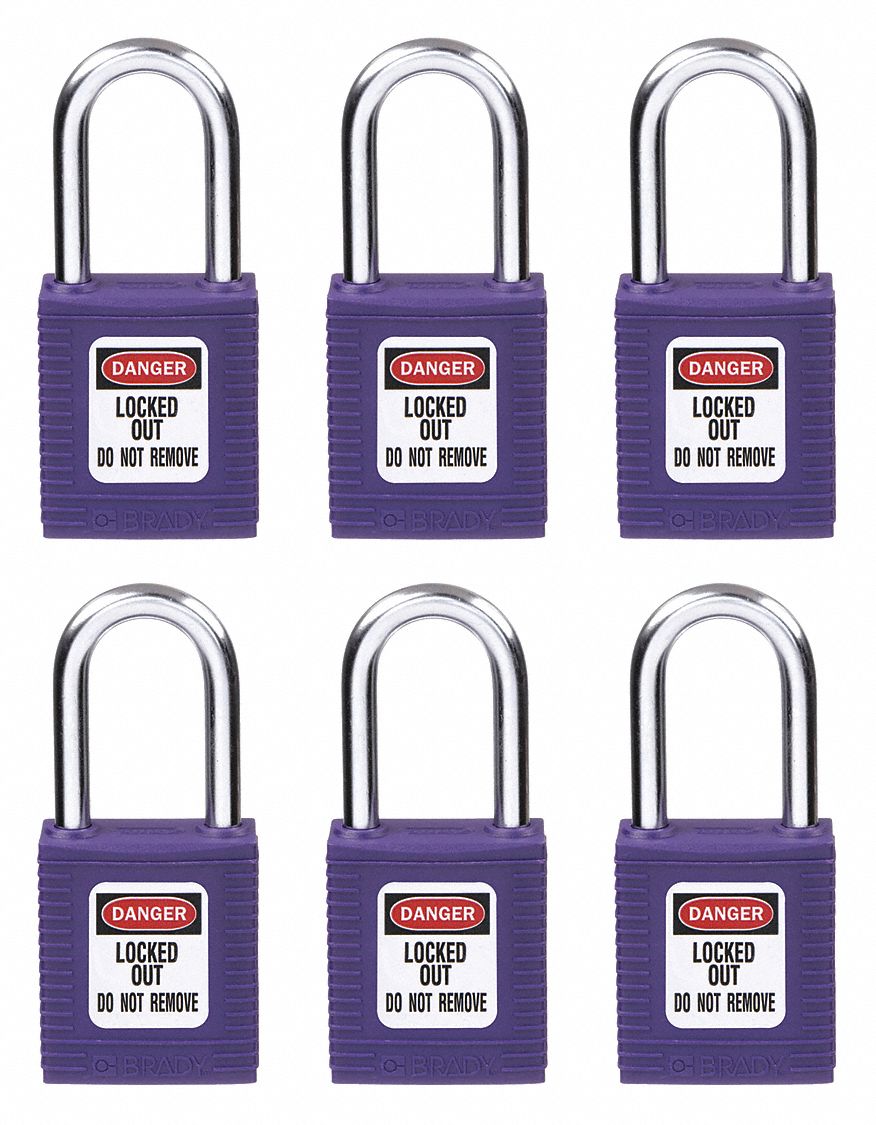 BRADY, Keyed Alike, Nylon, Lockout Padlock 39N177118952 Grainger