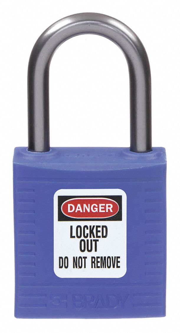 LOCKOUT PADLOCK, KEYED DIFFERENT, NYLON, COMPACT BODY, ALUMINUM, STD, BLUE