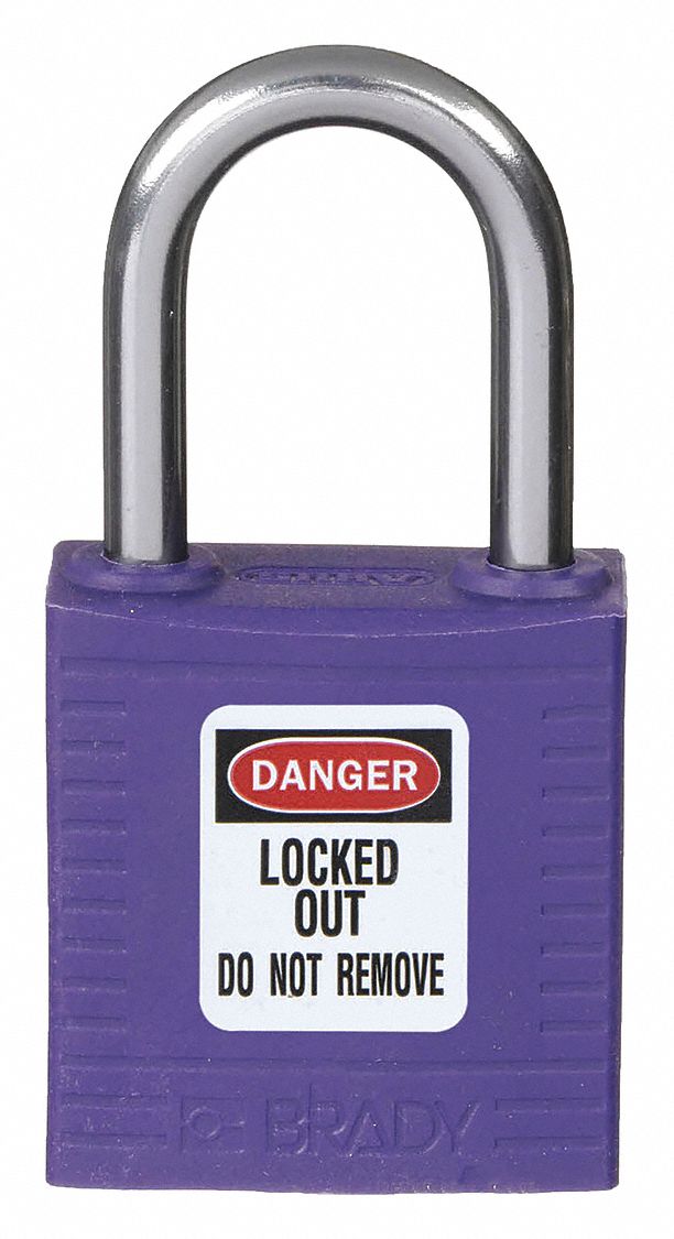 LOCKOUT PADLOCK, KEYED DIFFERENT, NYLON, COMPACT BODY, ALUMINUM, STD, PURPLE