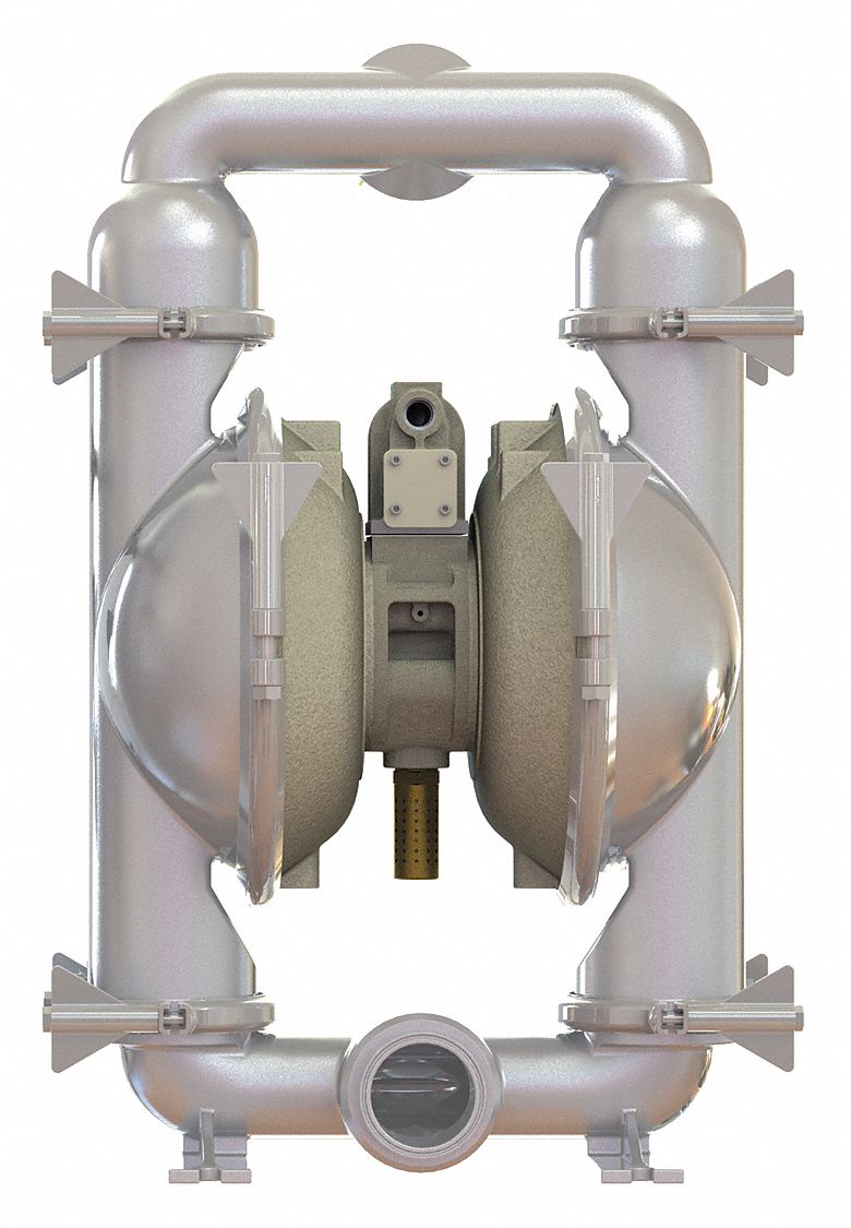 Double Diaphragm Pump: 3 in Inlet/Outlet Size, Tri-Clamp Connection, 180 gpm Max. Flow