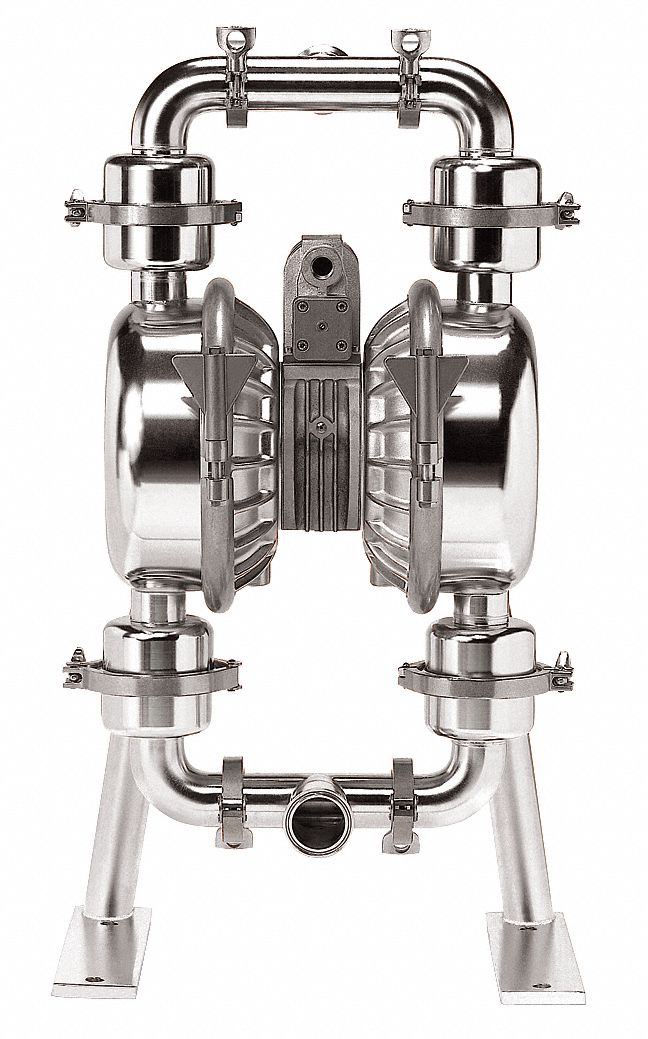 Double Diaphragm Pump: 2 in Inlet/Outlet Size, Tri-Clamp Connection, 179 gpm Max. Flow