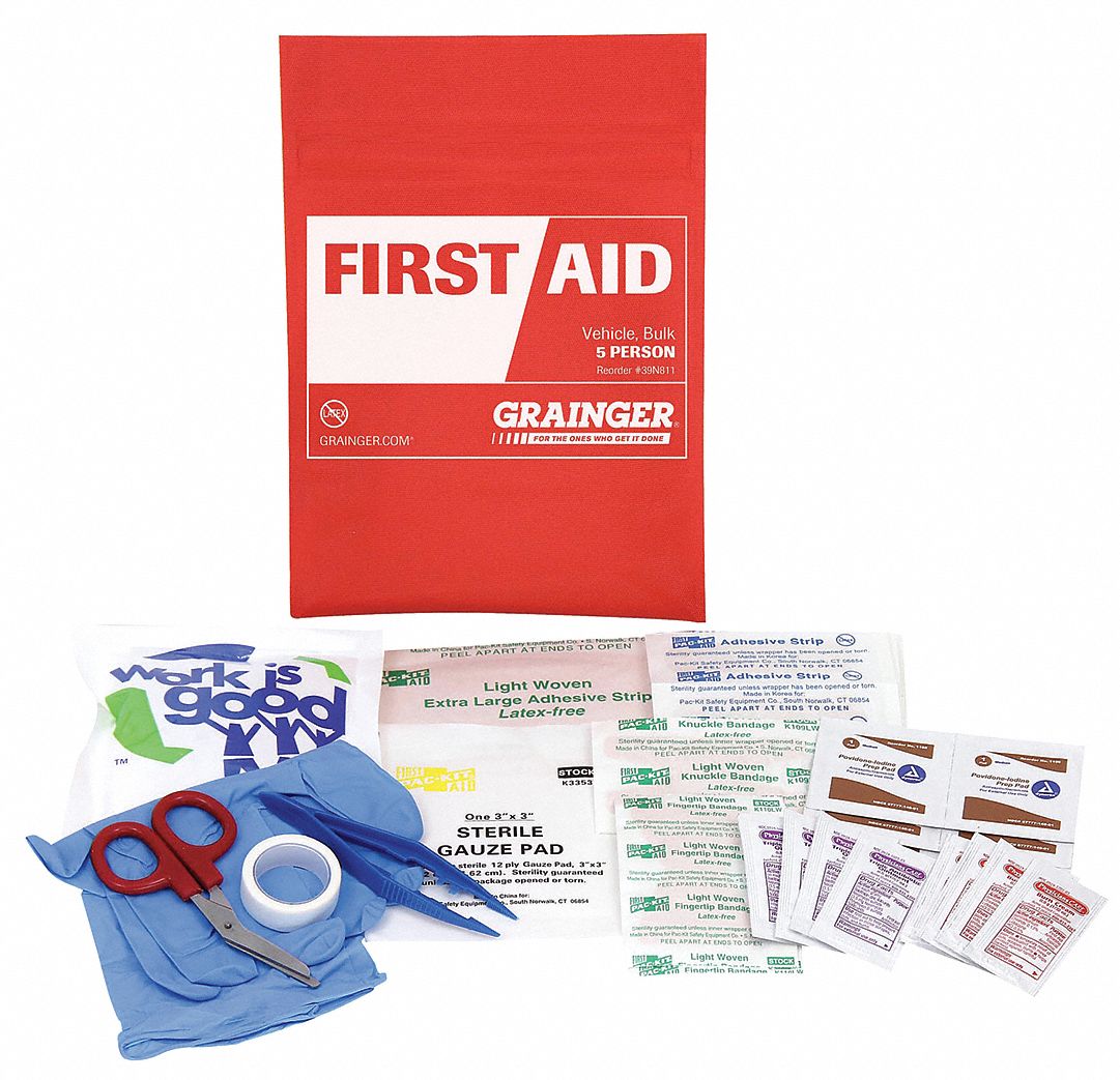 Vehicle, 5 People Served Per Kit, First Aid Kit - 39N811|54562 - Grainger