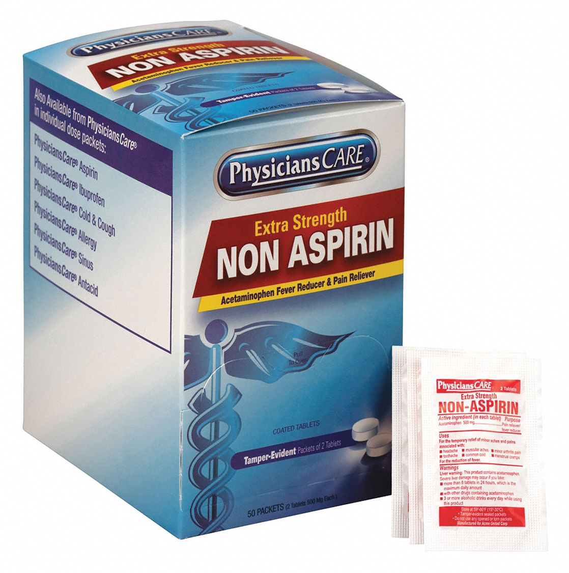 PHYSICIANSCARE, NonAspirin Pain Relief 39N84290016 Grainger