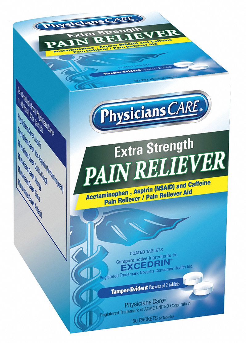 Pain Relief, Tablet, 50 x 2, Regular Strength, Aspirin Grainger