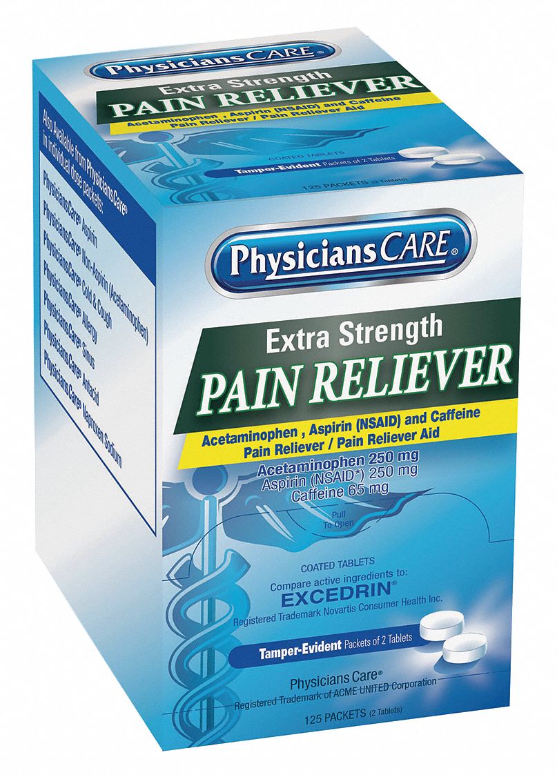 Pain Relief, Tablet, 125 x 2, Regular Strength, Aspirin Grainger