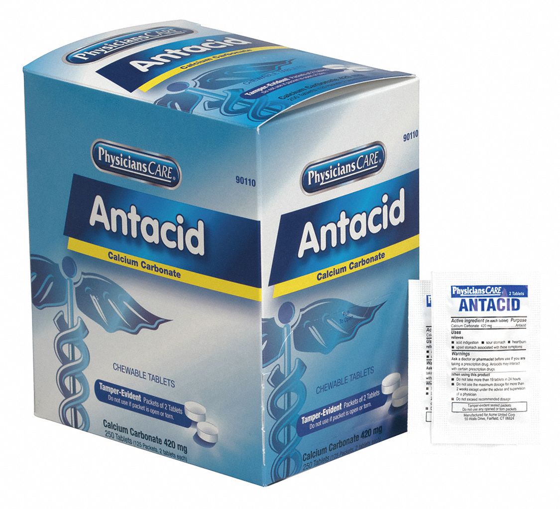 PHYSICIANSCARE, Tablet, 125 x 2, Antacids and Indigestion 39N854