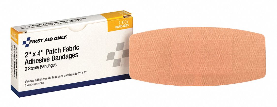 Adhesive Bandage: Strip Bandages, 2 in Wd, 4 in Lg, Not Metal Detectable, Fabric