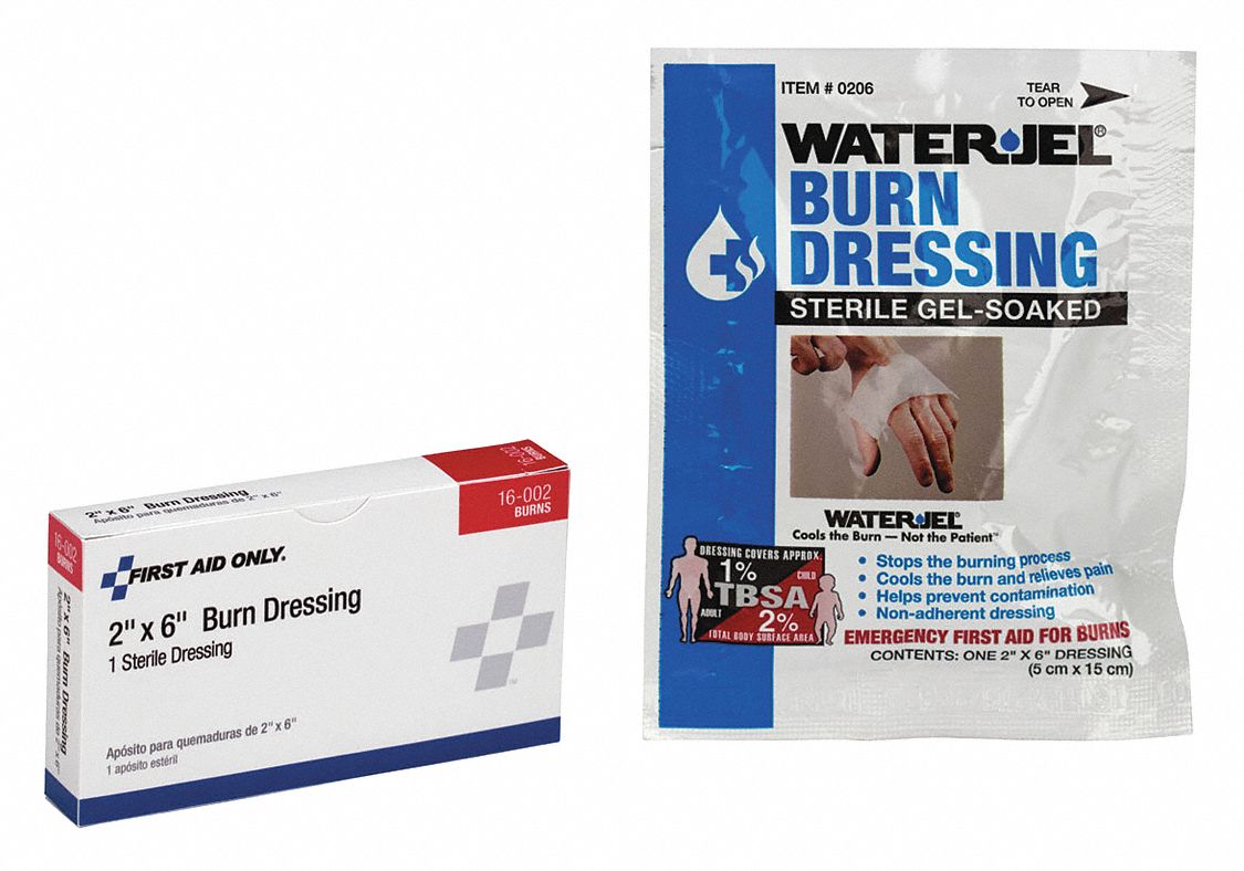 FIRST AID ONLY Burn Dressing, Unitized, Sterile, Gauze, Includes 2 x 6 in Burn Dressing 39N949