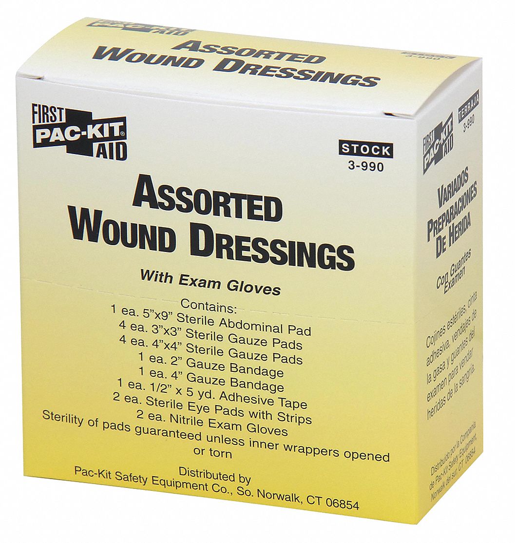 FIRST AID ONLY Dressing: Sterile, White, Gauze, Box, Assorted Wd, Assorted  Lg, ANSI Z308.1-2015 - 39N991|3-950 - Grainger