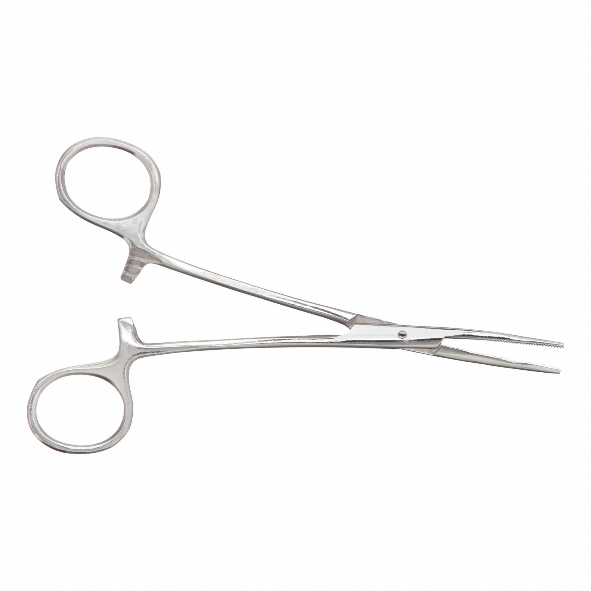 Kelly Forcep: Stainless Steel, 5 1/8 in Overall Lg, Straight Tip