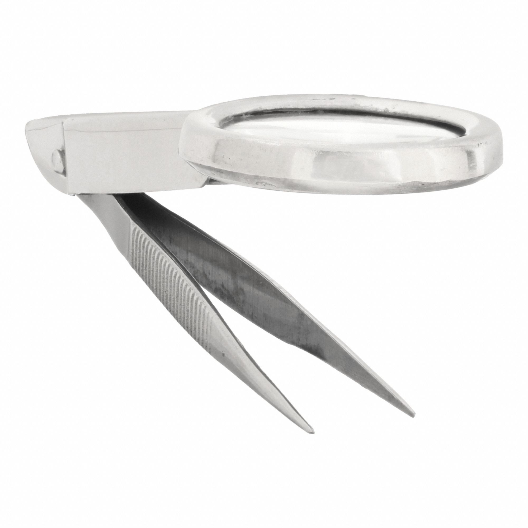 Forcep: Stainless Steel, 3 3/4 in Overall Lg, Straight Tip