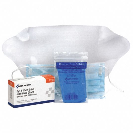 FIRST AID ONLY Eye and Face Shield: Elastic Band, Polycarbonate, Anti ...