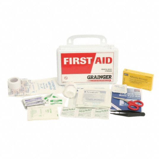 First Aid Kit, Kit, Steel, General Purpose, 3 People Served per Kit ...