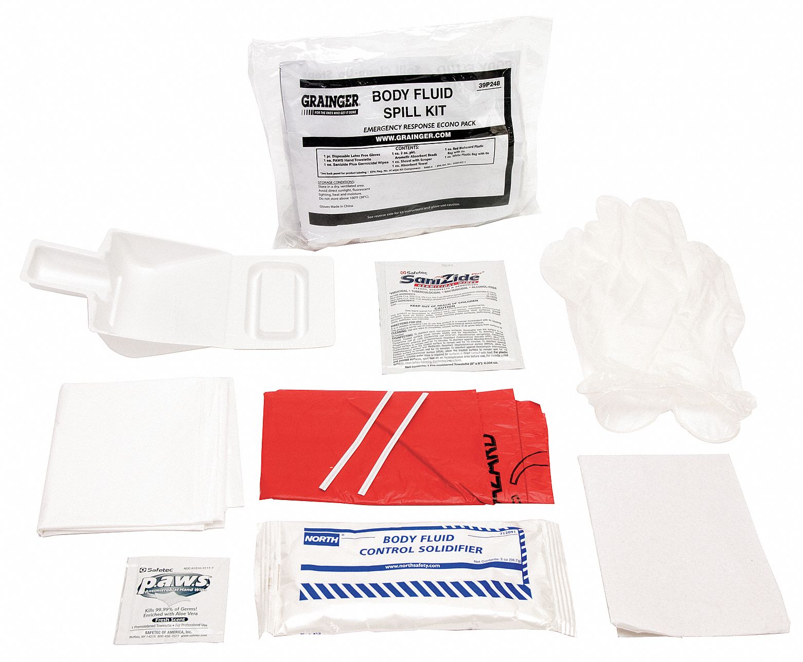 Bloodborne Pathogen Kit, Poly Bag, Clear, 1 EA
